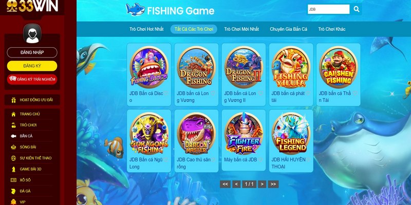 Sân chơi bắn cá tại sảnh JDB của nền tảng 33WIN